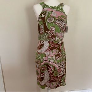 Women’s Work Dress brown paisley 100% silk